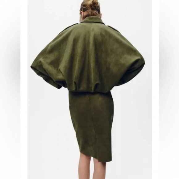 ZARA FAUX SUEDE BOMBER JACKET - Picture 4 of 6